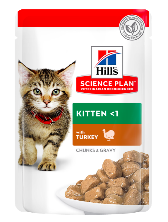 Набір вологого корму для кошенят Hill's Science Plan Kitten, з індичкою (6 шт) та з куркою ( 6 шт), 12×85 грм