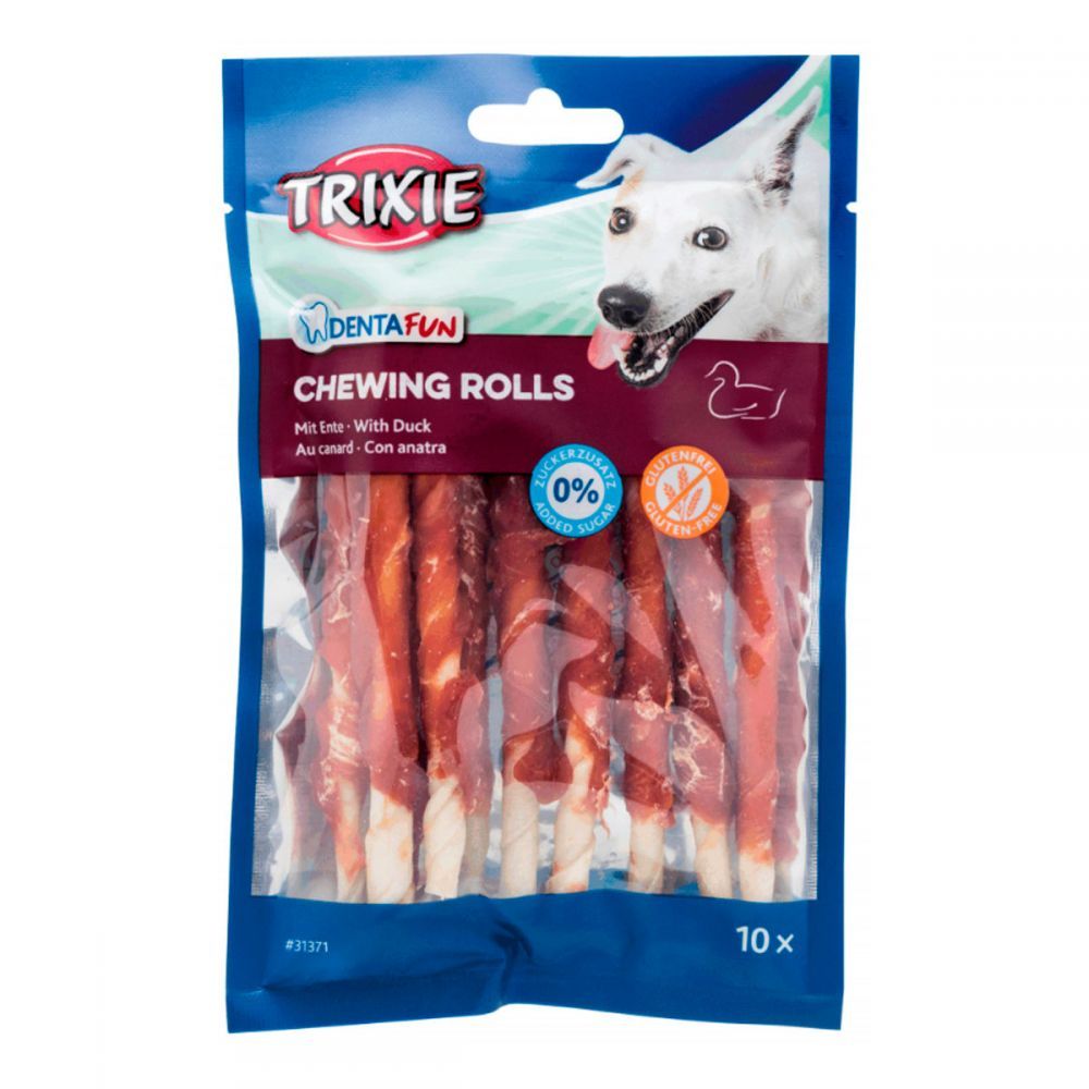 Trixie DENTAFUN Chewing Rolls лакомства с уткой для чистки зубов для собак, 10 шт