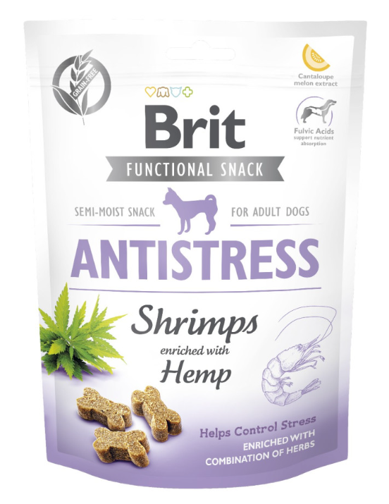 Brit Care Functional Snack Antistress Shrimps  - напівм'які функціональні ласощі з креветками для собак