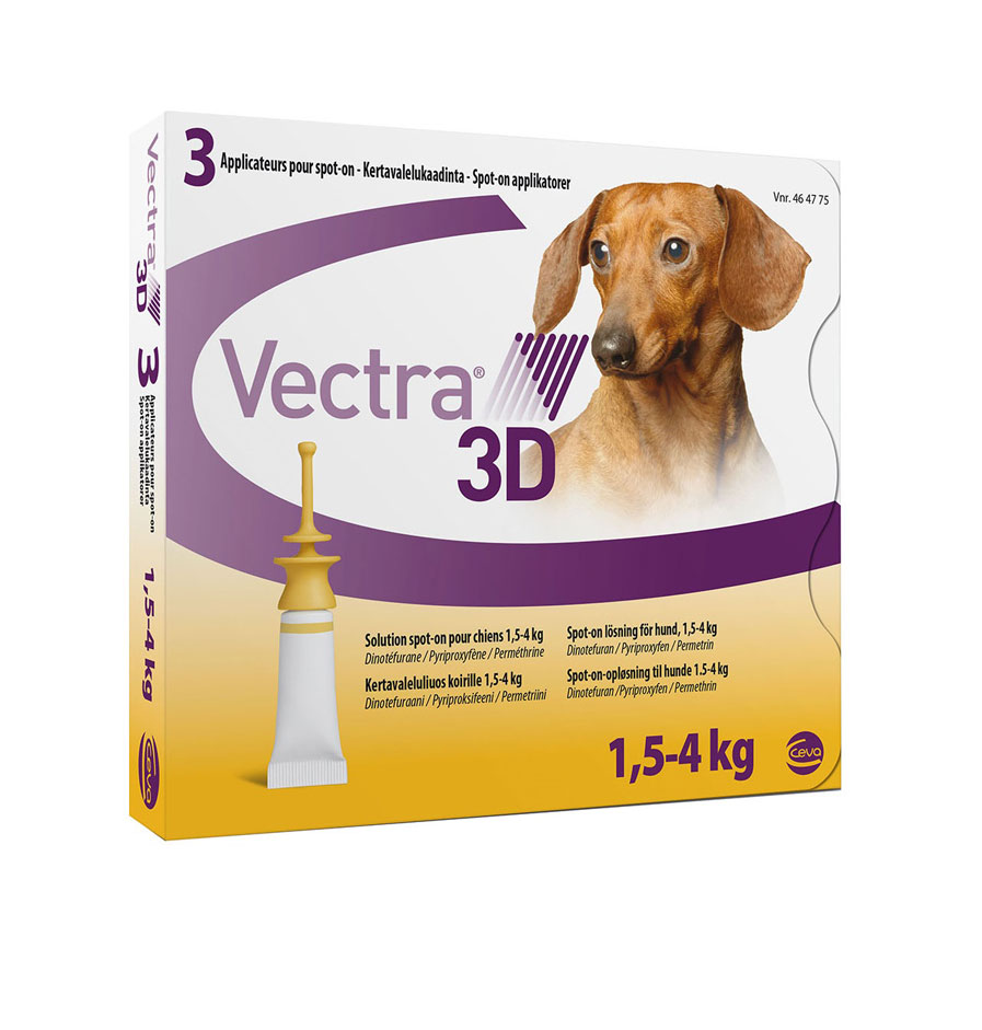 Vectra 3D краплі від бліх та кліщів для собак вагою від 1,5 кг до 4 кг