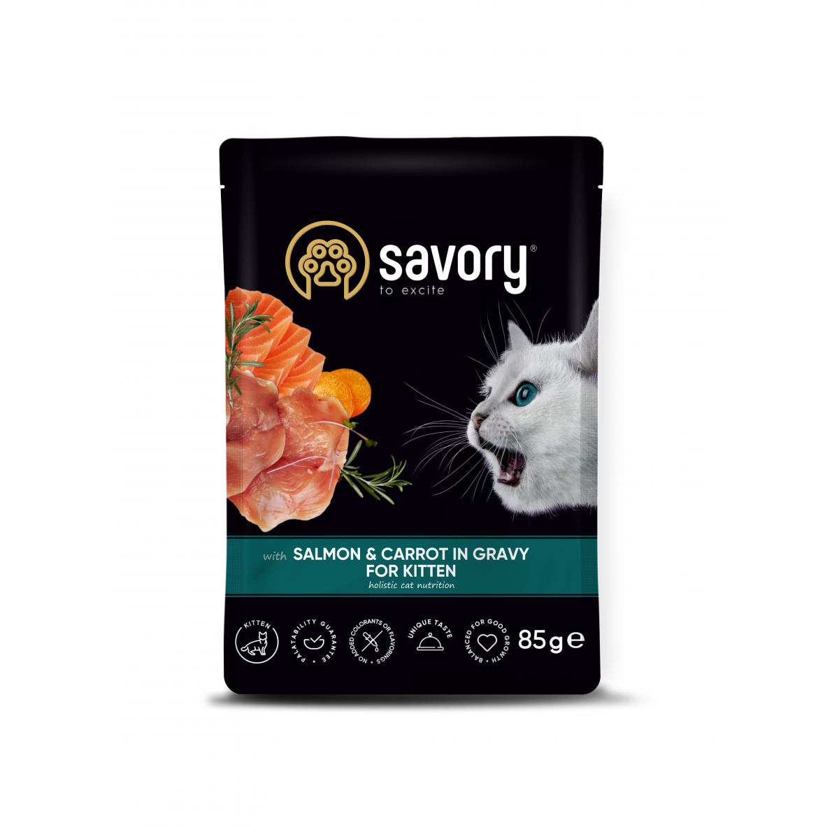 Savory Kitten Salmon & Carrot in Gravy - влажный корм для котят лосось с морковью в соусе