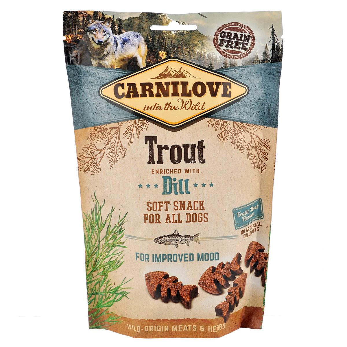 Carnilove Semi-Moist Trout enriched with Dill - Ласощі з форелю та кропом для підвищення настрою дорослих собак всіх порід