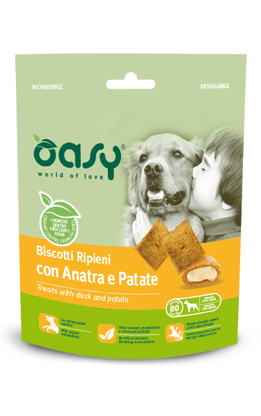 OASY DOG TREATS Качка та картопля  - подушечки з кремовою начинкою