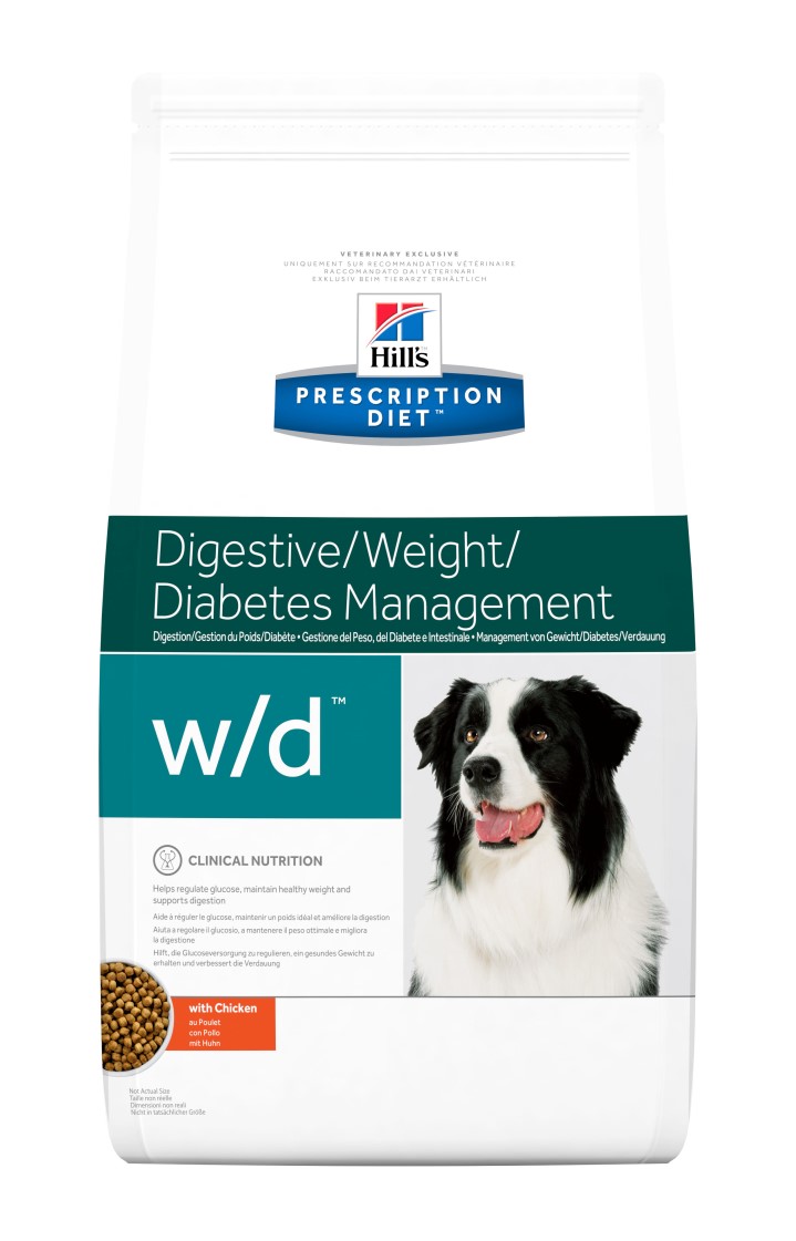 HILL'S PRESCRIPTION DIET W/D DIGESTIVE/WEIGHT/DIABETES MANAGEMENT – лечебный сухой корм для собак для предотвращения ожирения и снижения и контроля веса