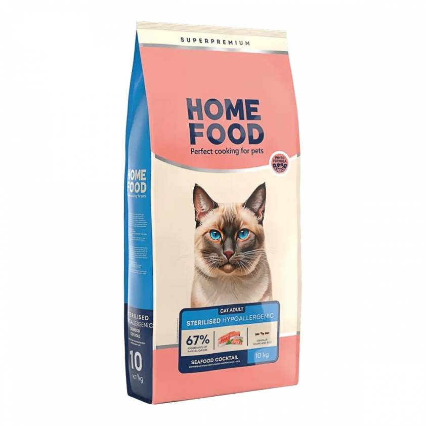 Home Food "Морской коктейль"– сухой корм для взрослых котов с аллергией