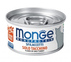 MONGE MONOPROTEIN FLAKES OF ONLY TURKEY – консерва с индейкой для взрослых котов