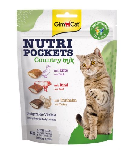 GimCat Nutri Pockets Country Mix - полезное лакомство со вкусами утки телятины и индейки