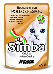 Simba Cat Chunkies  - шматочки в соусі з куркою та печінкою для дорослих котів