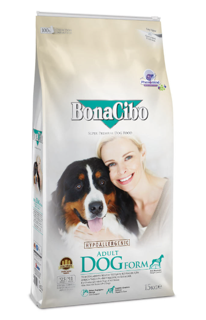 BONACIBO ADULT DOG FORM Chicken&Rice with Anchovy– сухий корм з м'ясом курки, анчоусами та рисом для дорослих собак із зайвою вагою та для старіючих собак