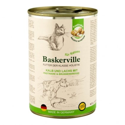 BASKERVILLE HOLISTIC влажный корм с телятиной, лососем, пастернаком и кресс-салатом для взрослых котов