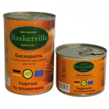 Baskerville консерви з індичкою та яловичиною для дорослих котів