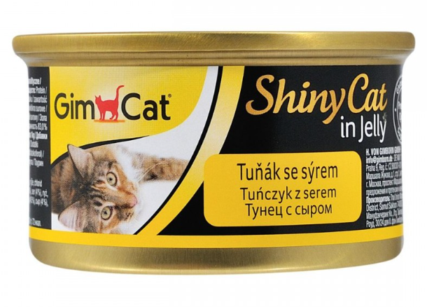 GimCat Shiny Cat тунец, сыр  – влажный корм с тунцом и сыром в желе для кошек