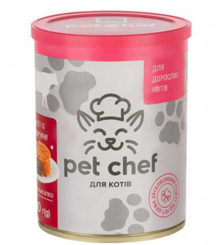 Pet Chef с говядиной - Мясной паштет для взрослых кошек