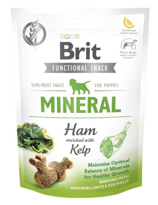 Brit Care Functional Snack Mineral Ham  - напівм'які функціональні ласощі з шинкою для собак