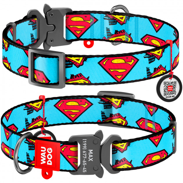 Waudog Nylon "Superman" – нейлоновый ошейник для собак с застежкой-фастексом