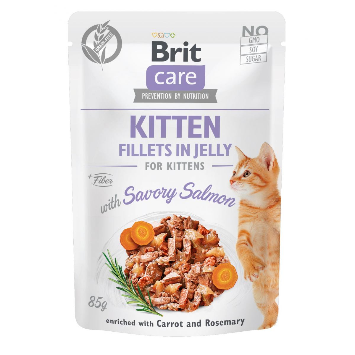 BRIT CARE CAT KITTEN FILLETS IN JELLY SAVORY SALMON – консервы с лососем для котят (филе в желе)