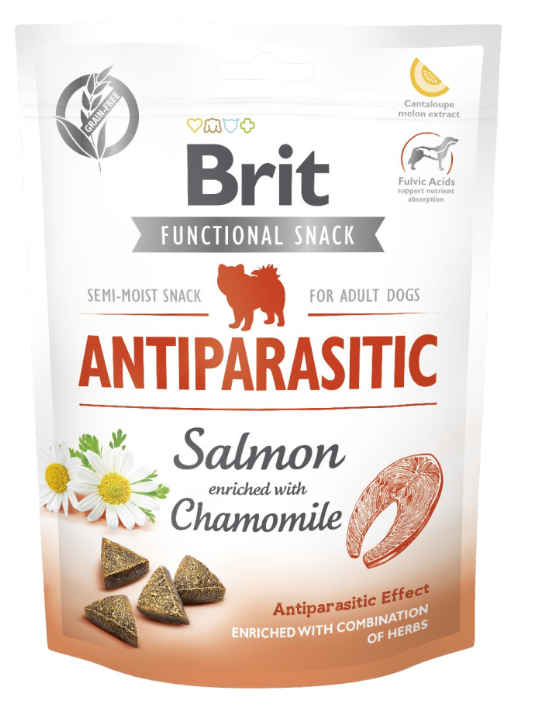 Brit Care Functional Snack Antiparasitic Salmon  - напівм'які функціональні ласощі з лососем для собак