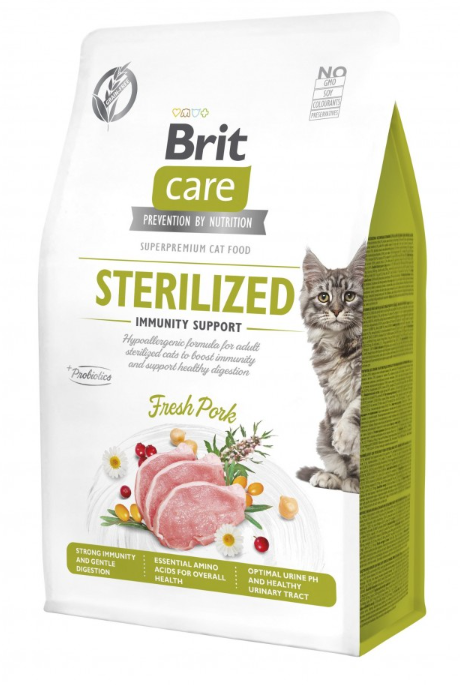 Brit Care Cat Nutrition Sterilized Immunity Support - сухой корм со свининой для стерилизованных кошек