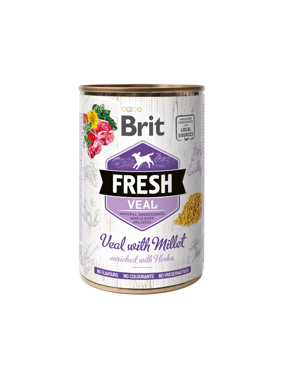BRIT FRESH VEAL WITH MILLET – консерва с телятиной и просом для взрослых собак 