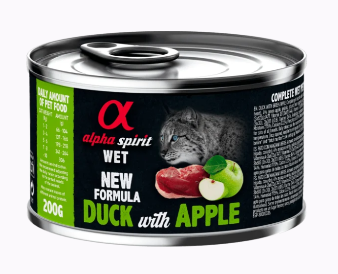 Alpha Spirit Duck with Green Apple for adult cat – вологий корм для дорослих котів з качкою та зеленими яблуками 