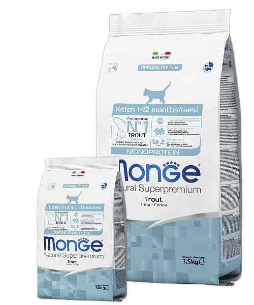 MONGE KITTEN MONOPROTEIN TROUT – сухой корм с форелью для котят