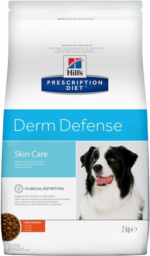 Hill's PRESCRIPTION DIET Derm Defense – лечебный сухой корм для собак для поддержания здоровья кожи и защиты кожных барьеров