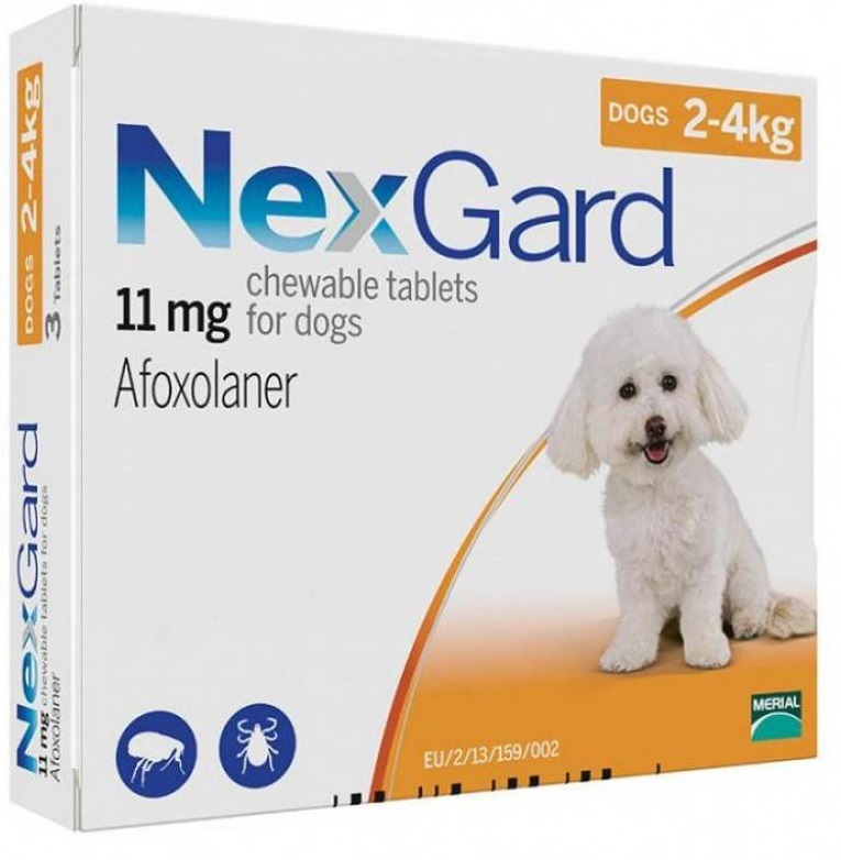 NEXGARD таблетки от блох и клещей для собак весом от 2 до 4 кг