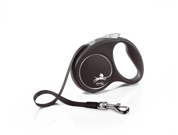 Flexi Black Design S повідець-рулетка для собак вагою до 15 кг, стрічка