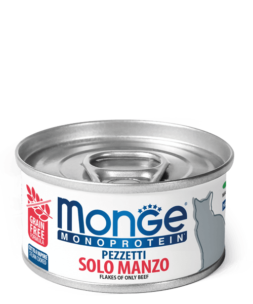 MONGE MONOPROTEIN FLAKES OF ONLY BEEF – консерва с говядиной для взрослых котов
